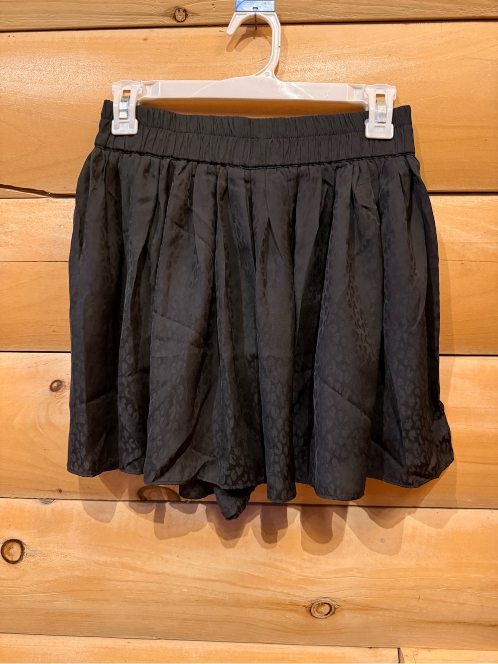 Black Pleated Mini skort with Elastic Waist